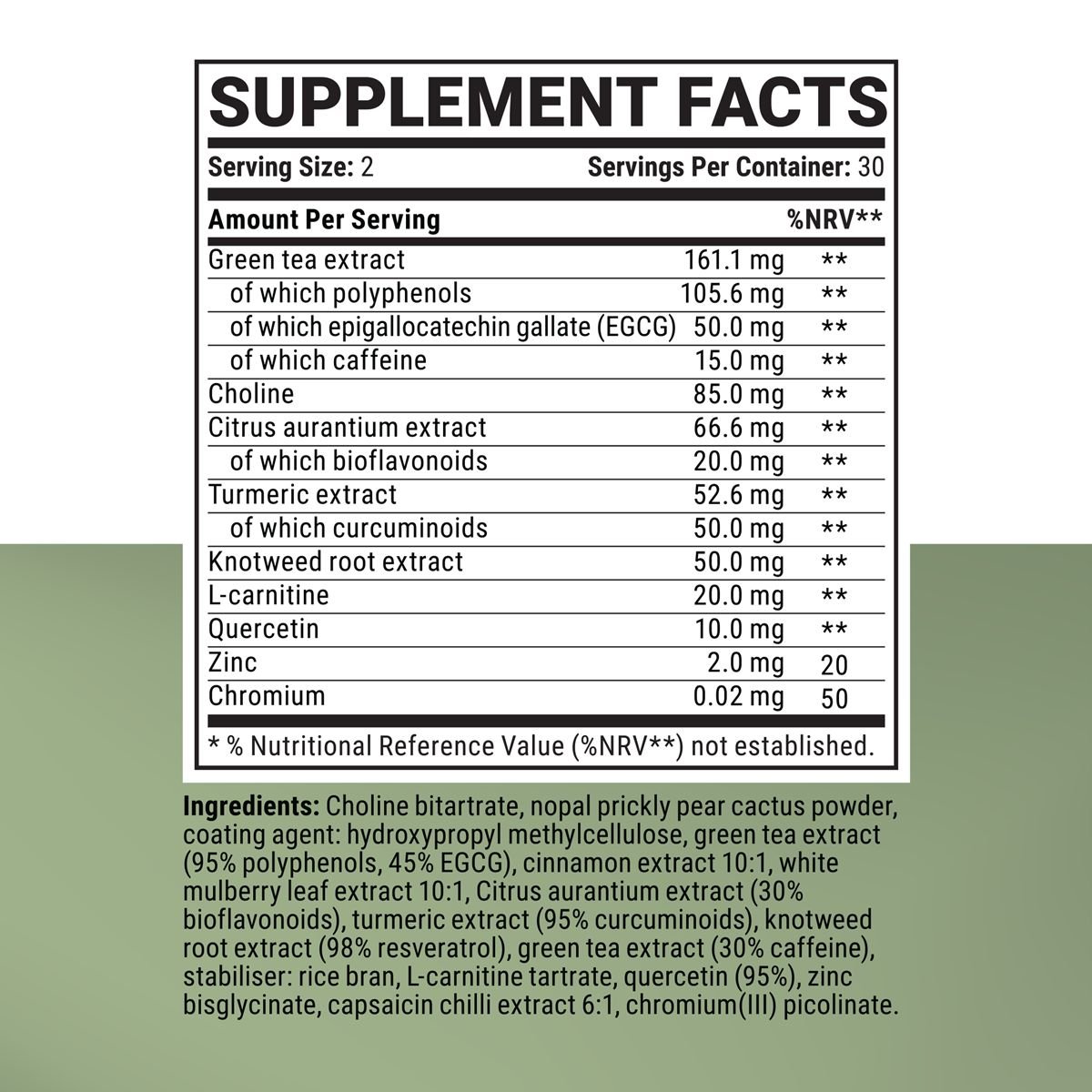 Purotyn supplement facts og ingredienslabel